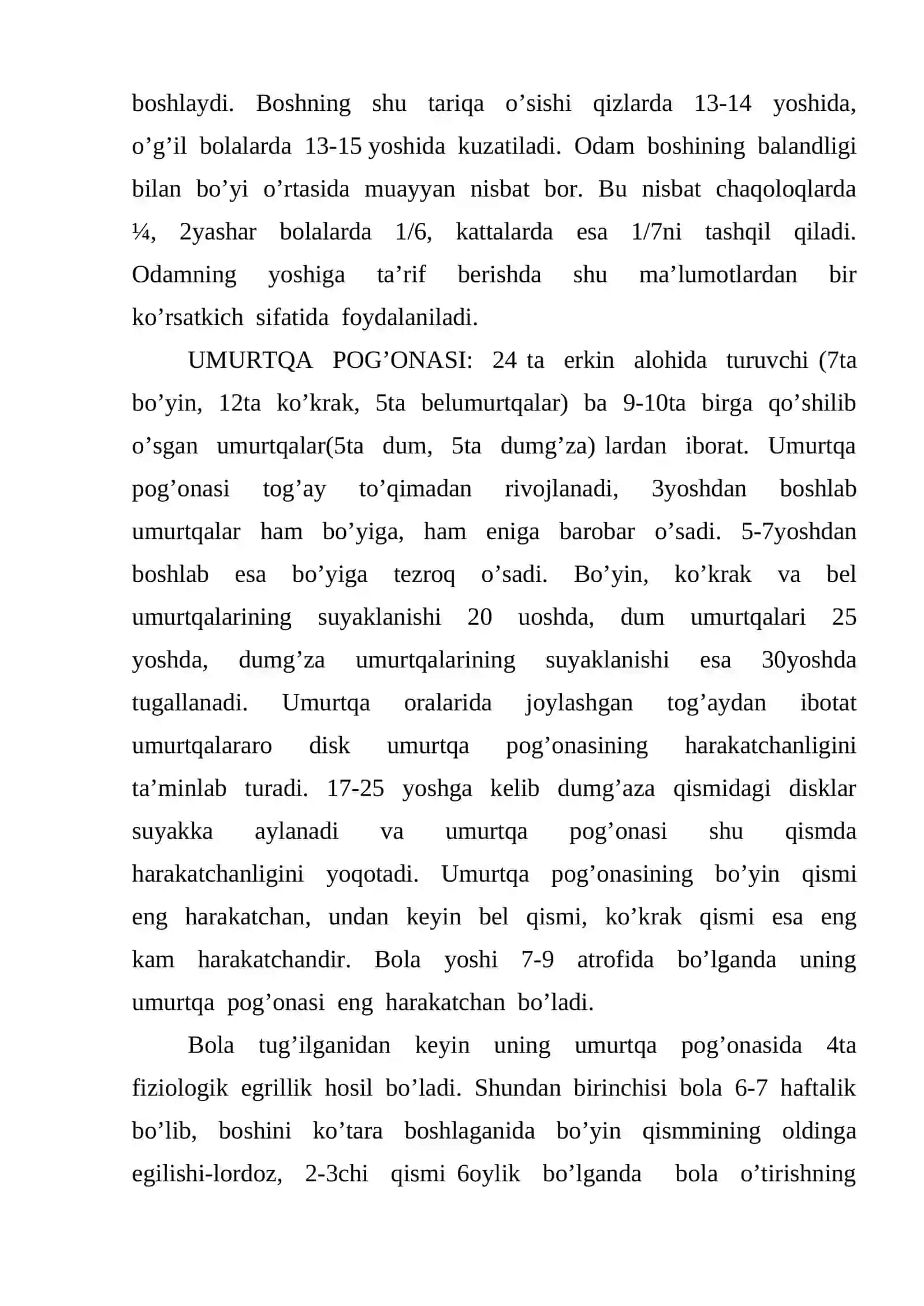 Tayanch-harakat tizimining fiziologiyasi, yosh hususiyatlari va gigienasi 4