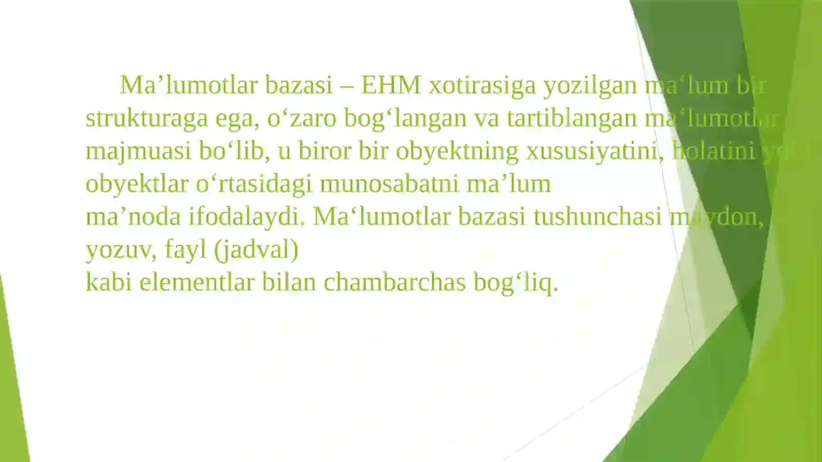 Maʼlumotlar bazasidan maqsadli foydalanish 4