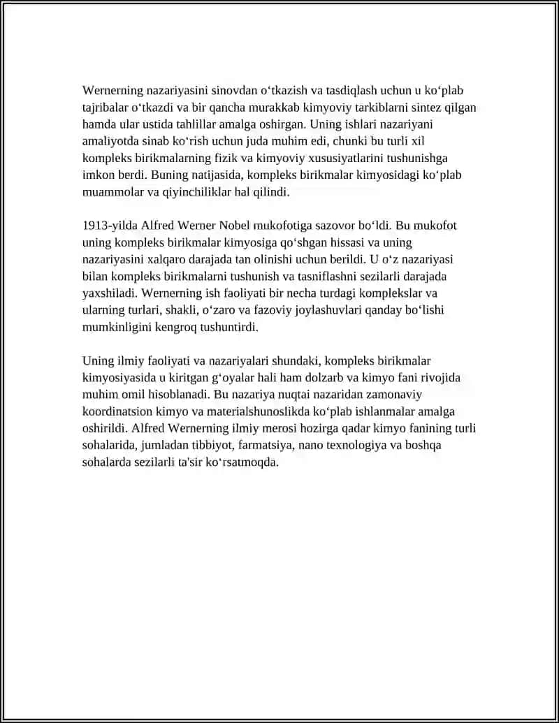 KOMPLEKS BIRIKMALAR TO‘G‘RISIDA VERNER NAZARIYASI 4