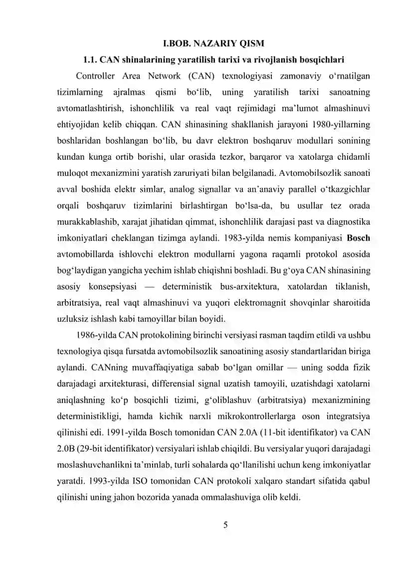 O‘RNATILGAN TIZIMLARDA CAN SHINALARI ASOSIDA MULOQOT 4