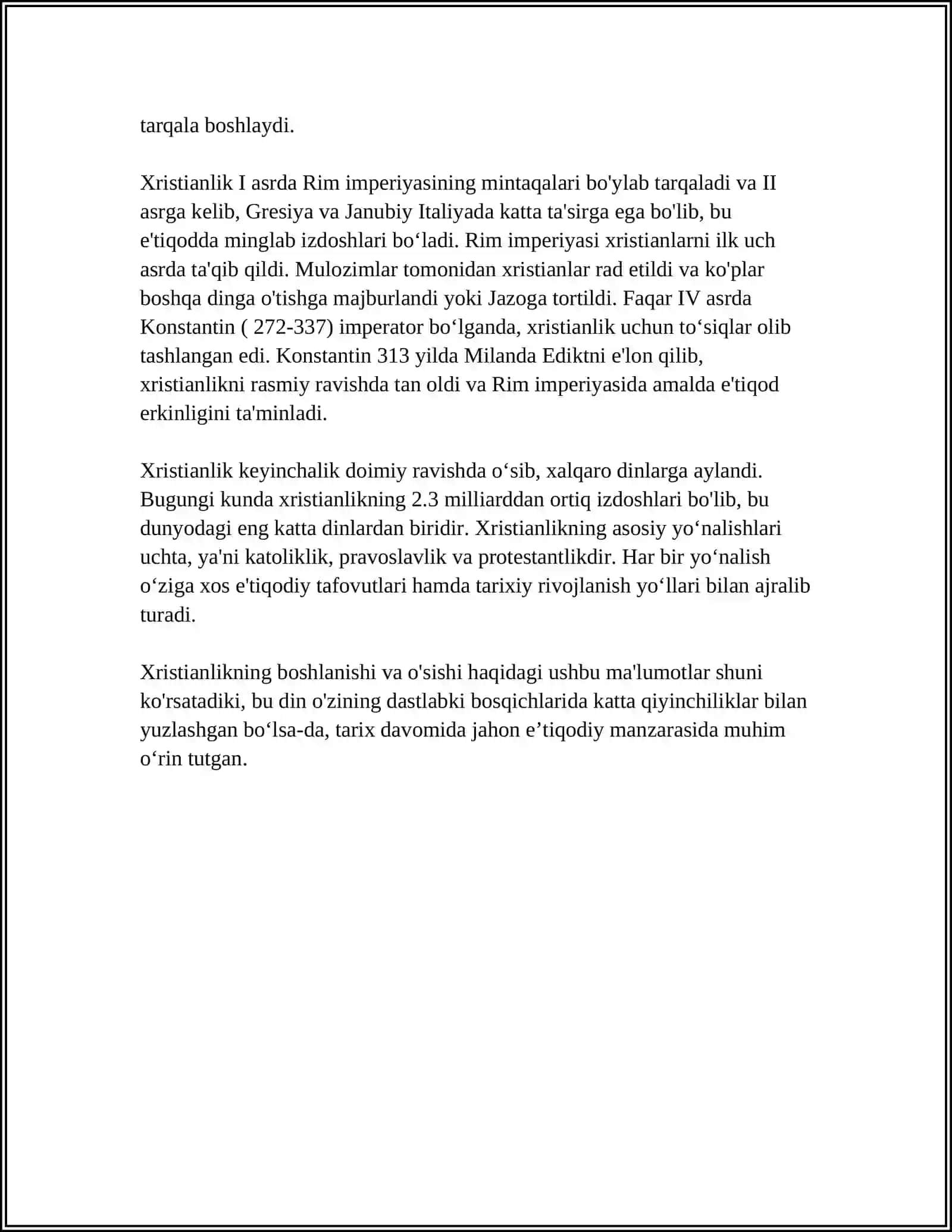 XRISTIAN DINI TARIXI VA ASOSIY GʻOYALARI 4