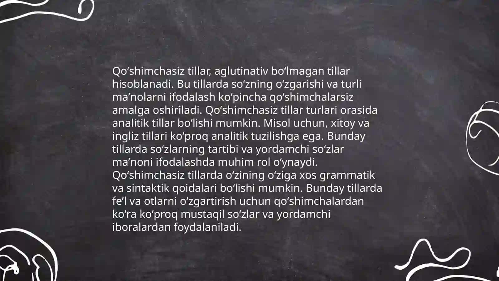 Qoʻshimchali va qoʻshimchasiz tillar 4