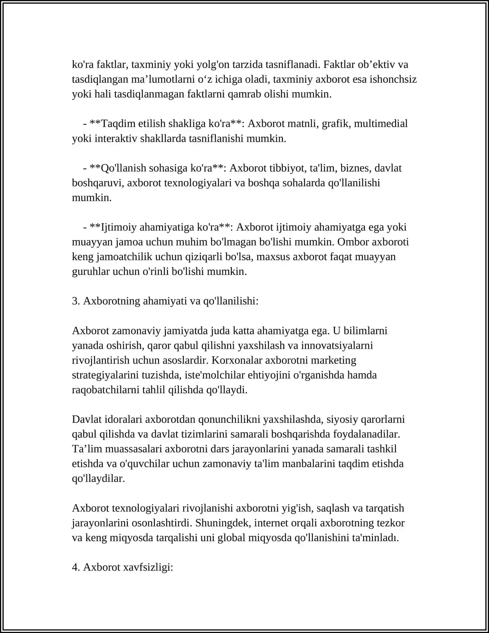 AXBOROT TURLARI VA TIZIMLARI HAQIDA TUSHUNCHA 4