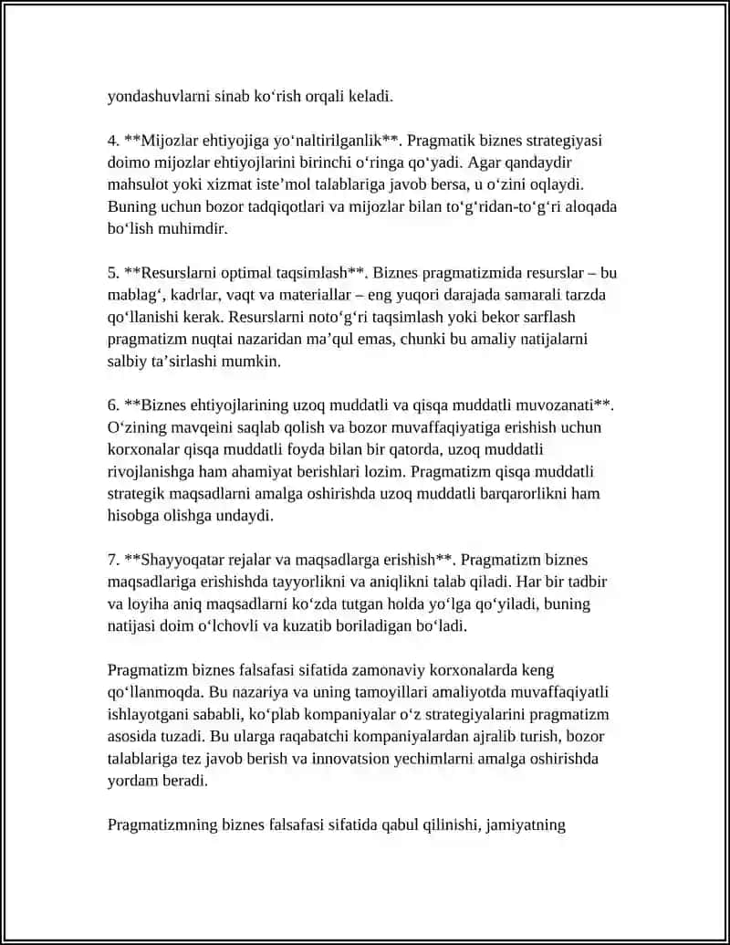 PRAGMATIZM BIZNES FALSAFASI SIFATIDA 4