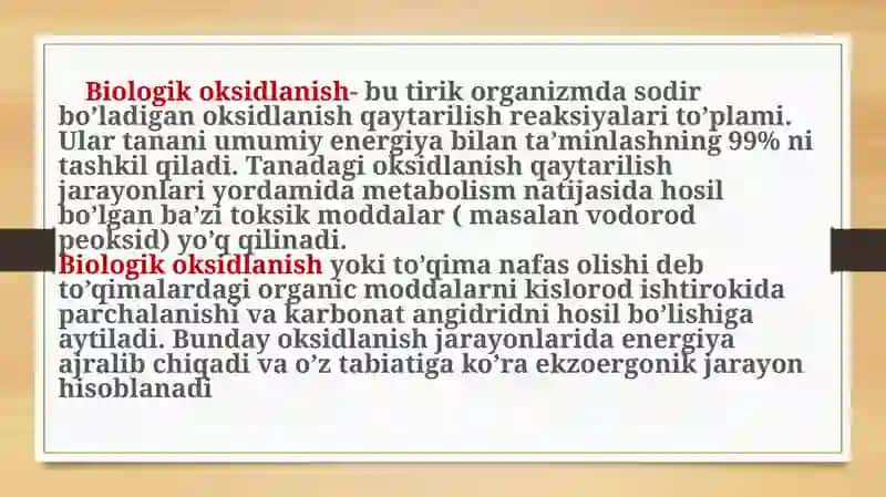 Biologik oksidlanish 4