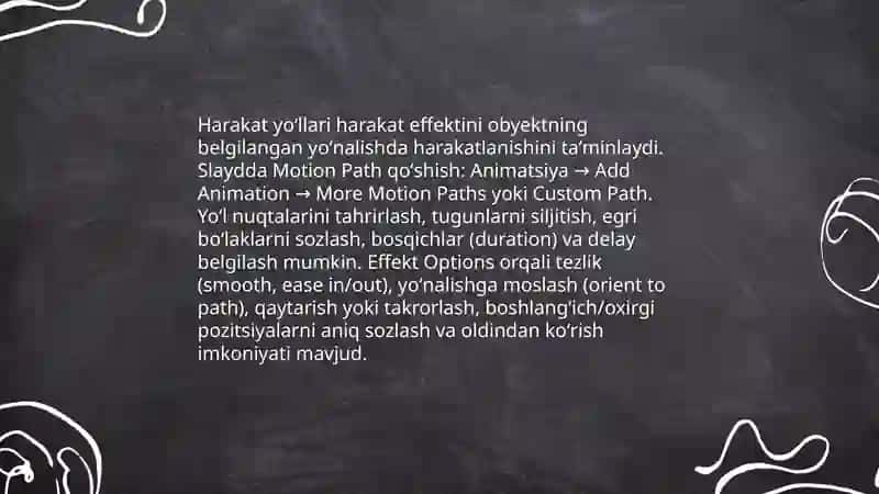 Animatsiya effektlari. Taqdimot namoyishini boshqarish 4