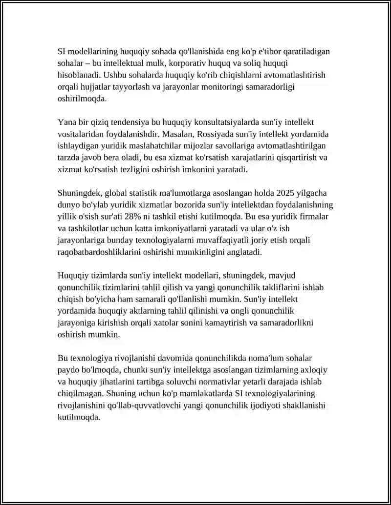 HUQUQIY FANLAR SOHALARIGA OID MASALALARGA MOS MODELLAR VA ALGORITIMLAR 4