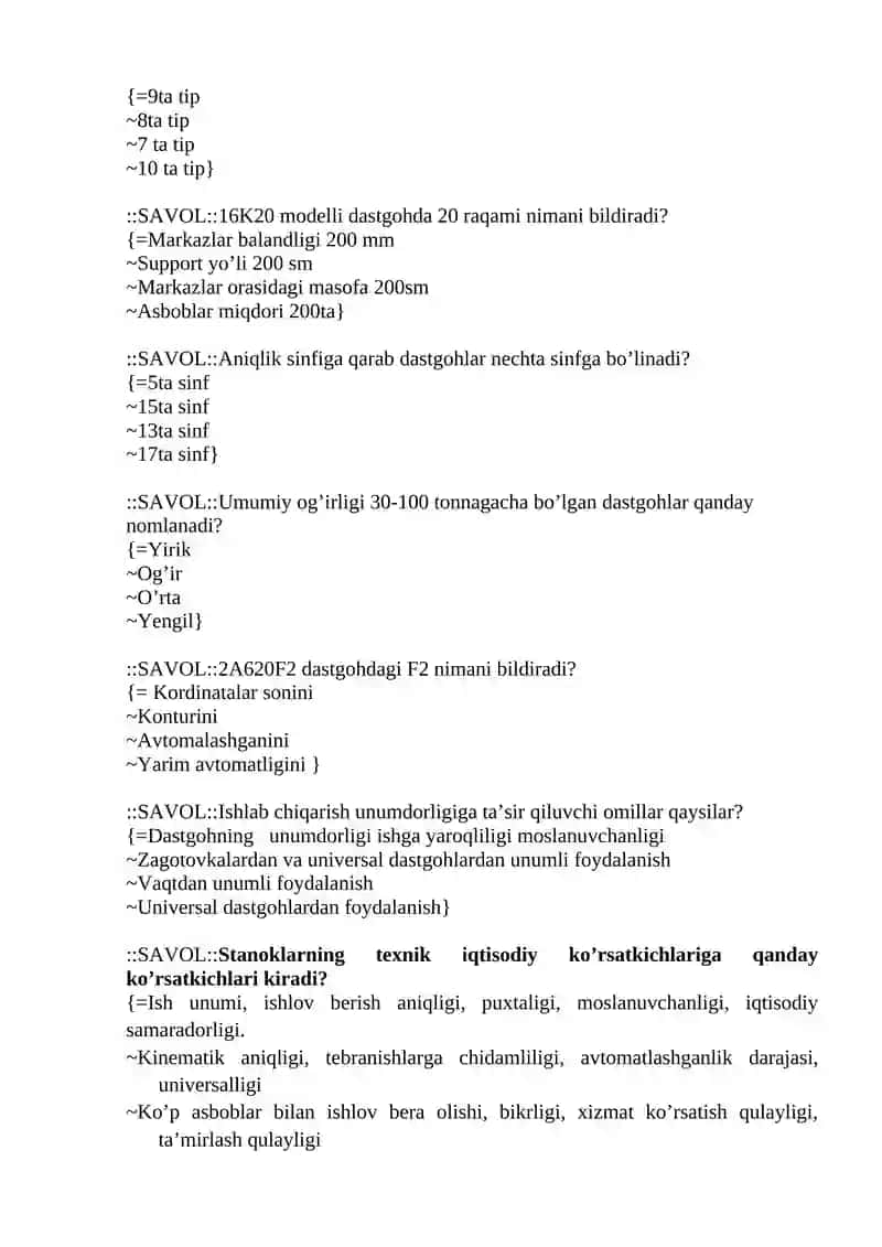 Avtomatlashtirilgan ishlab chiqarishning texnologik jihozlari 4