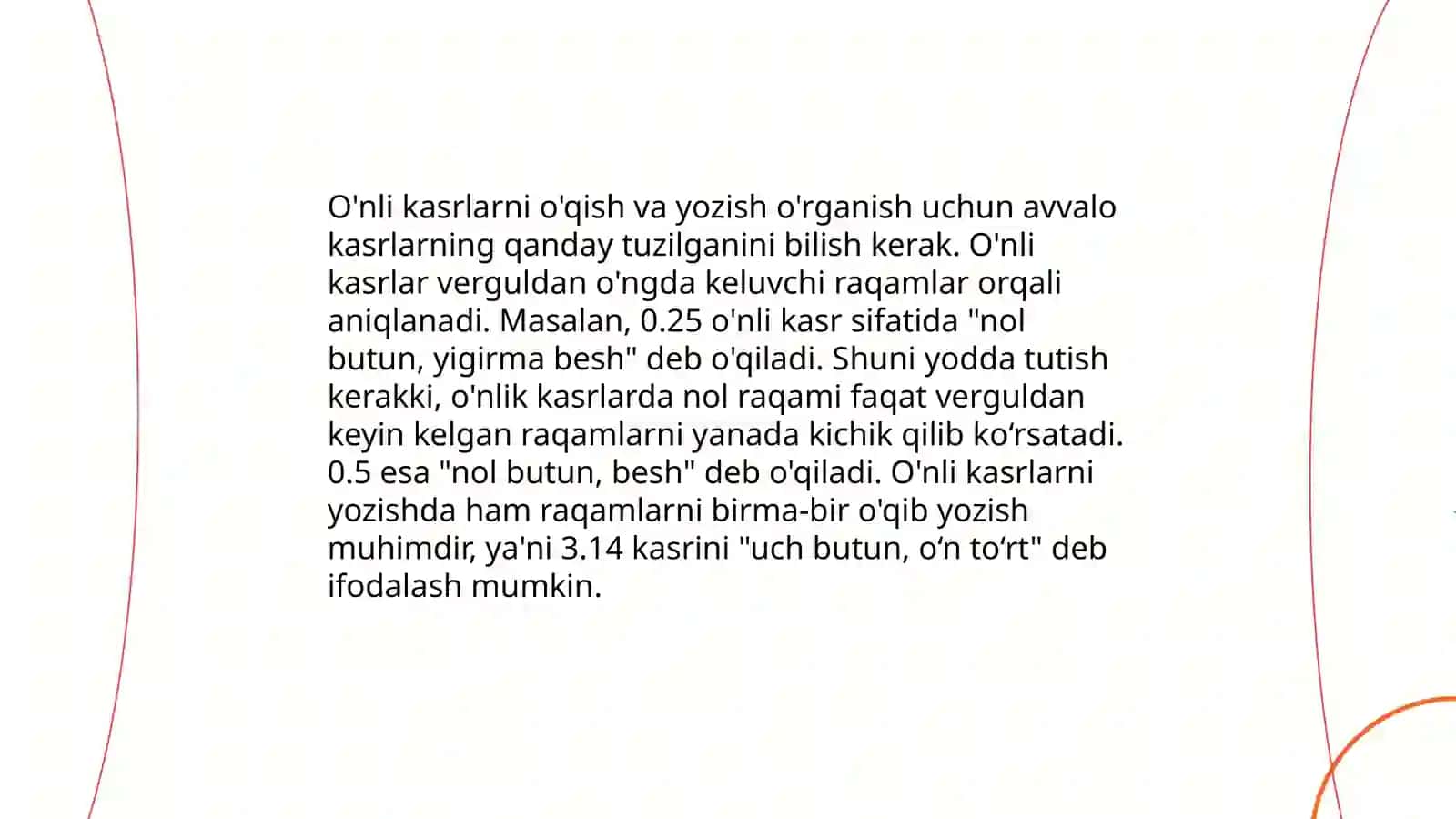 Oʻnli kasrlar va ular ustida arifmetik amallarni bajarish algoritmi 4