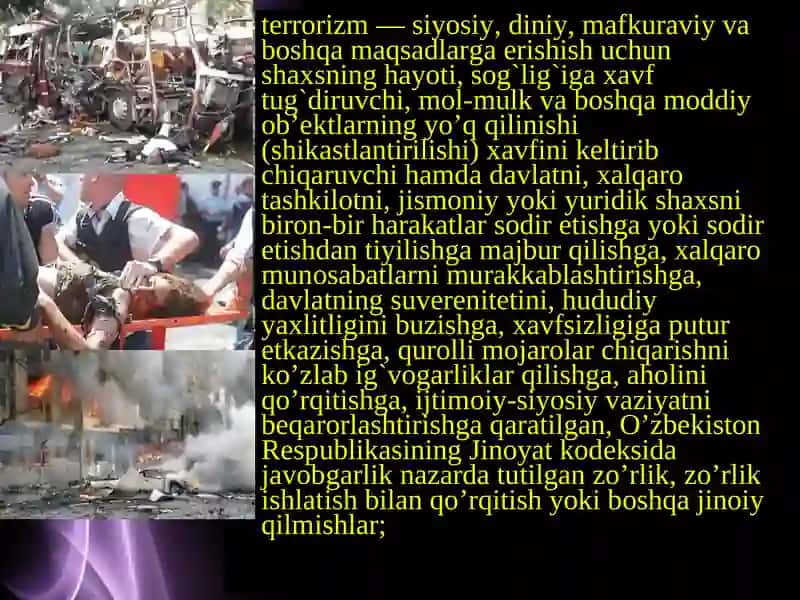 Terrorizmga qarshi kurash to`g`risida UMUMIY QOIDALAR 4