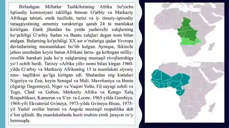 G’ARBIY VA MARKAZIY AFRIKANING  XO’JALIK MADANIY TIPLARI 4