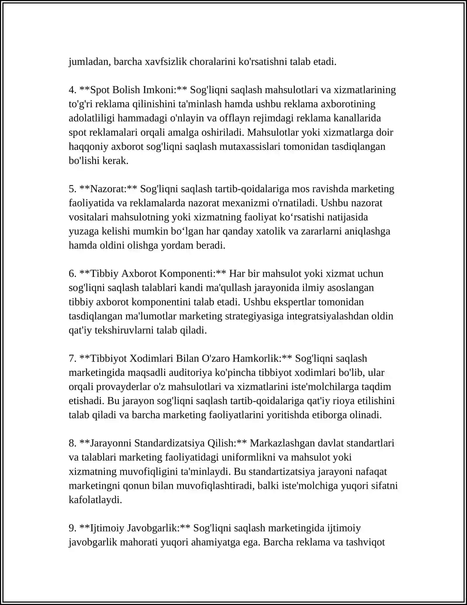 SOG'LIQNI SAQLASHGA BO'LGAN TALABLAR VA MARKETING BOSHQARUVI 4