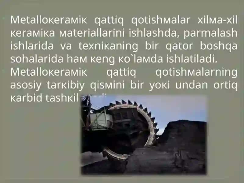 Metallo keramik qattiq qotishmalarning markasidan foydalanib, tarkibini aniqlashni o’rganish 4