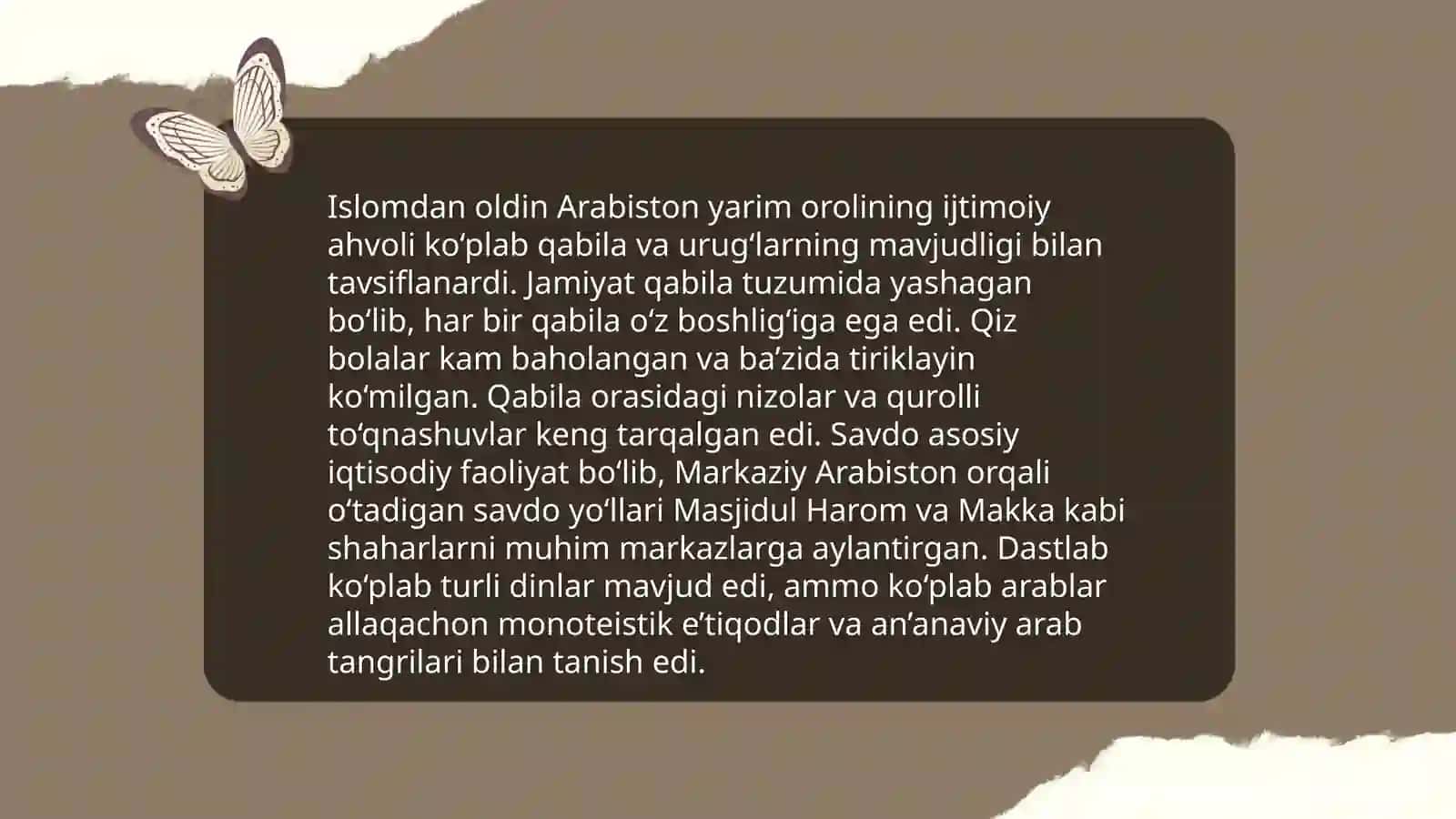 Islom dinining paydo boʻlishi va Paygʻambarimizning hayoti 4
