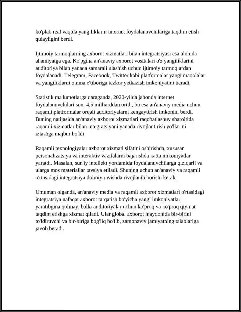 An'anaviy media va raqamli axborot xizmatlari o'rtasidagi integratsiya 4