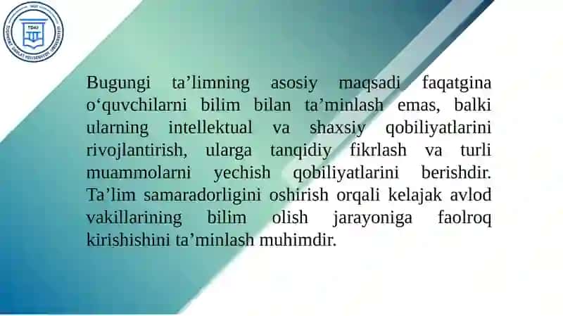 Ta’lim olish jarayonini samarali tashkil etish 4