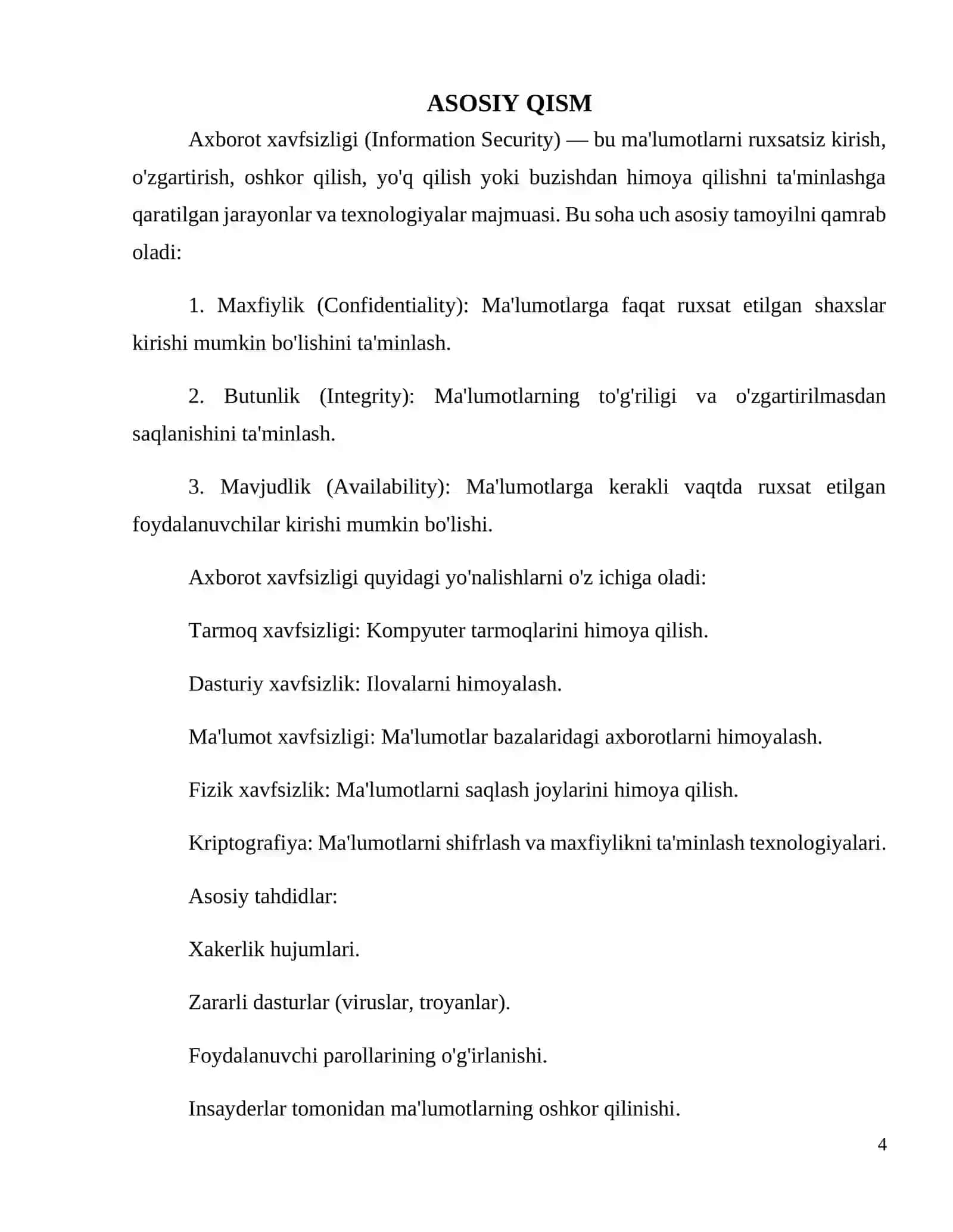 AXBOROT XAVFSIZLIGI.TIBBIY AXBOROTLARNI HIMOYALASH 4