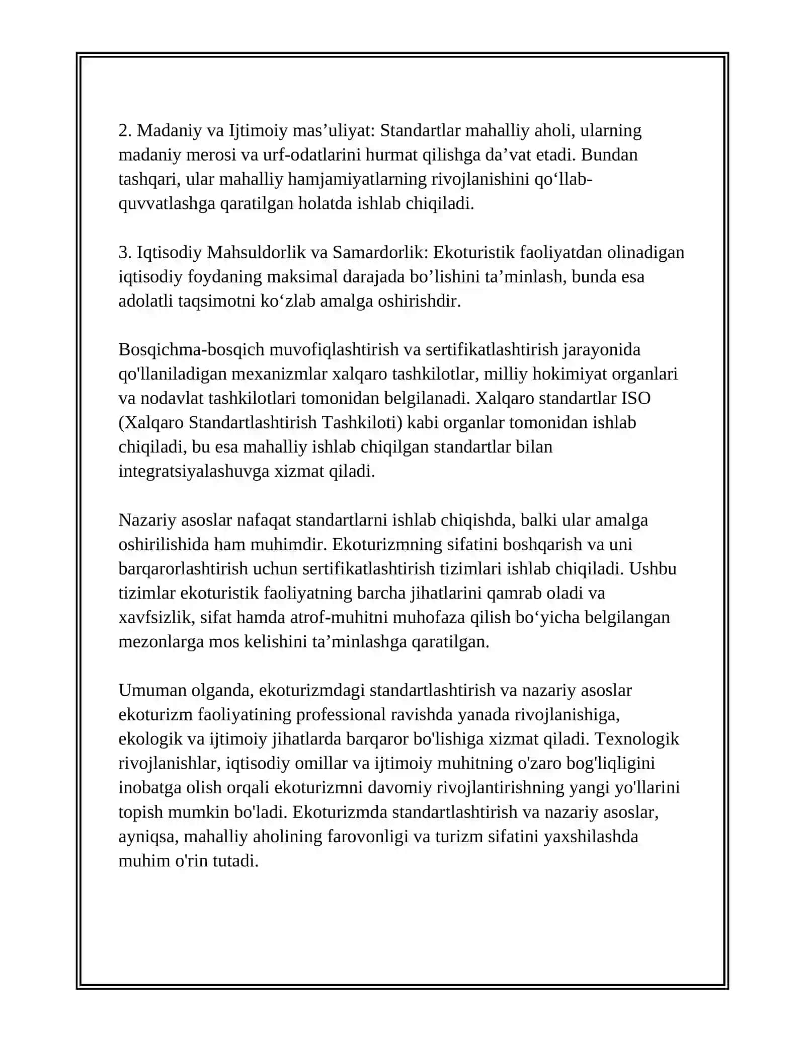 EKOTURIZMDA STANDARTLASHTIRISH VA SERTIFIKATLASHTIRISH 4