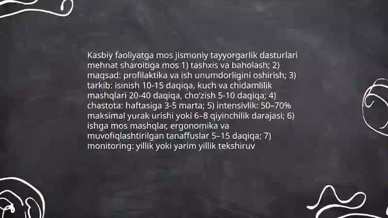 Mehnat faoliyatining asosiy davrida jismoniy tarbiya 4