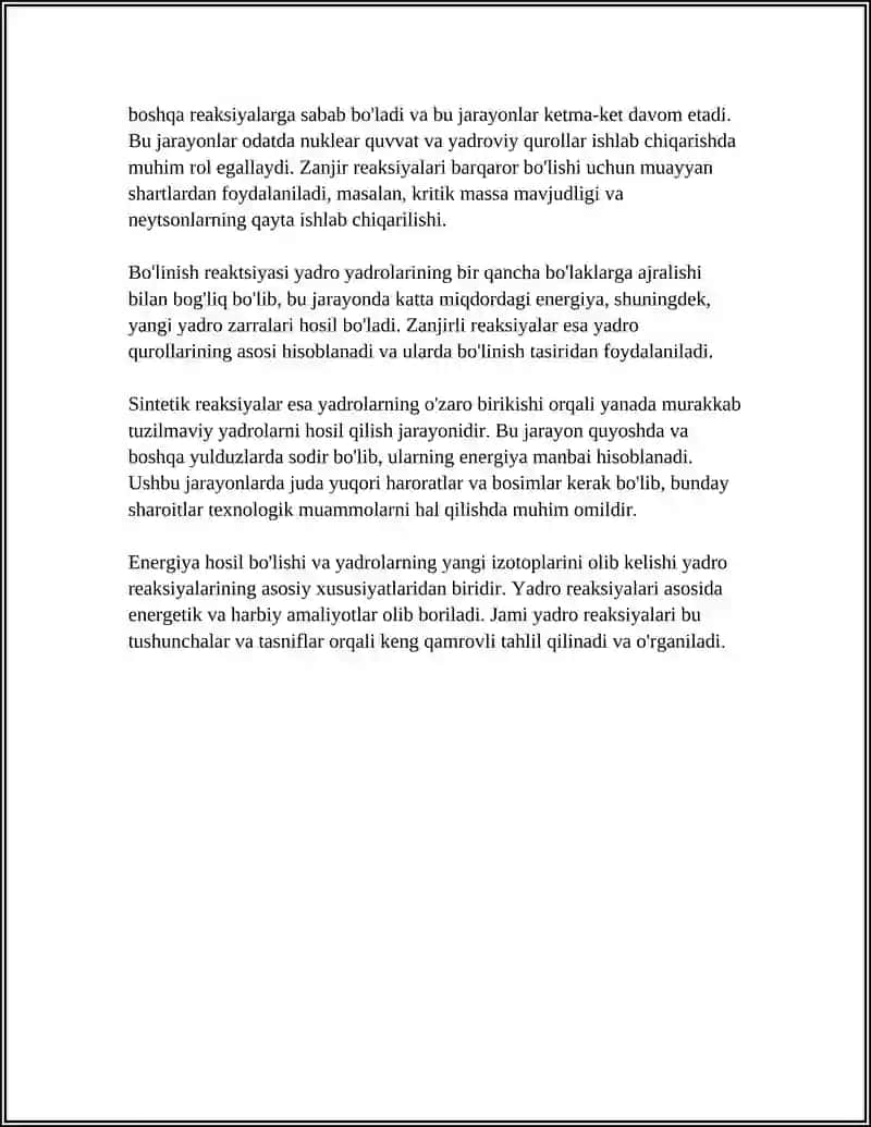 Yadro reaksiyalari va zanjir reaksiyalari 4