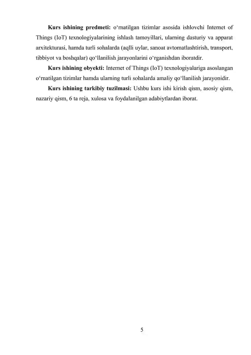 O‘RNATILGAN TIZIMLARDA IOT (INTERNET OF THINGS) QO‘LLANISHLARI 4