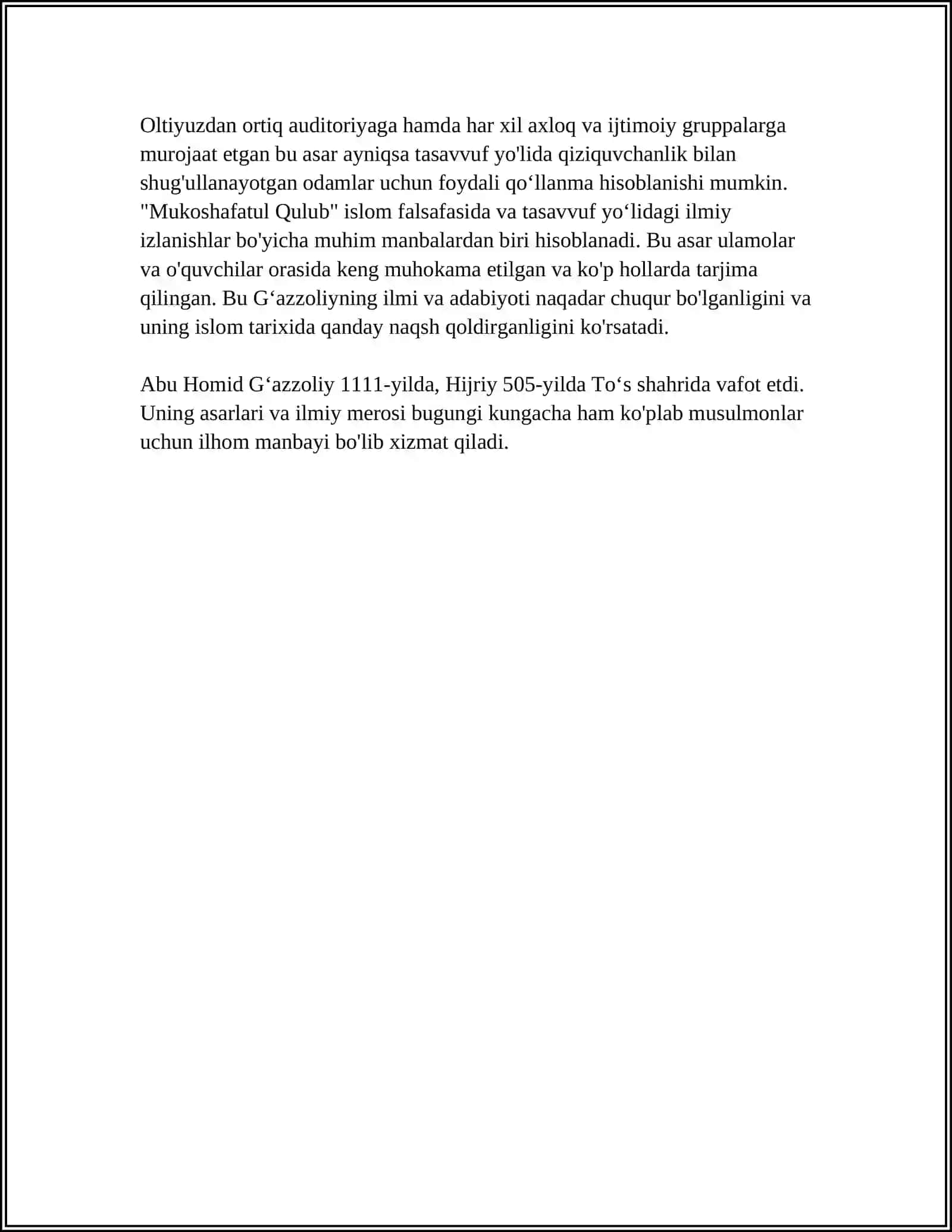 ABU HOMID GʻAZZOLIYNING “MUKOSHAFATUL QULUB” ASARI 4