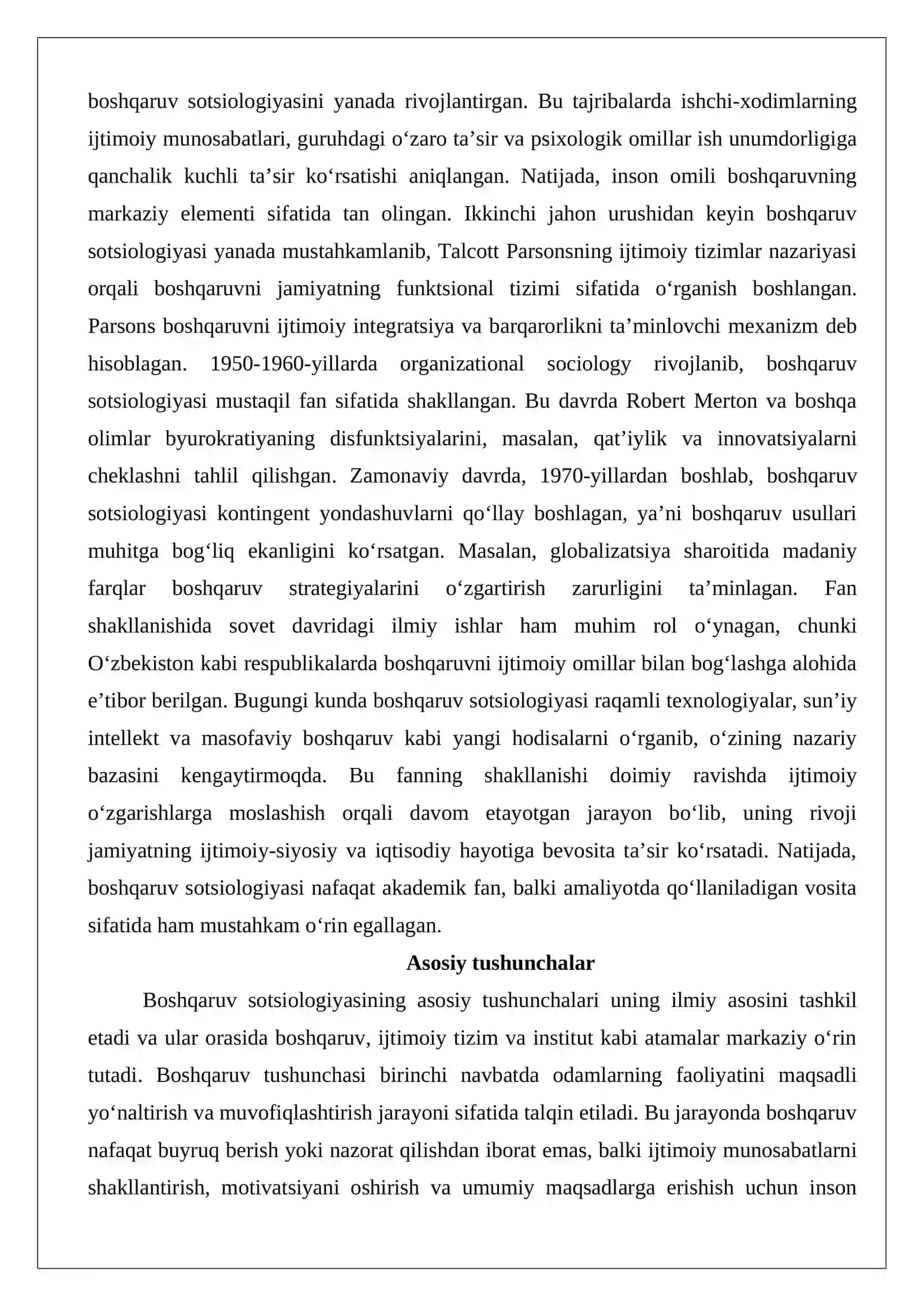 Boshqaruv sotsiologiyasi fanining obyekti va predmeti. Boshqaruv texnologiyalari 4