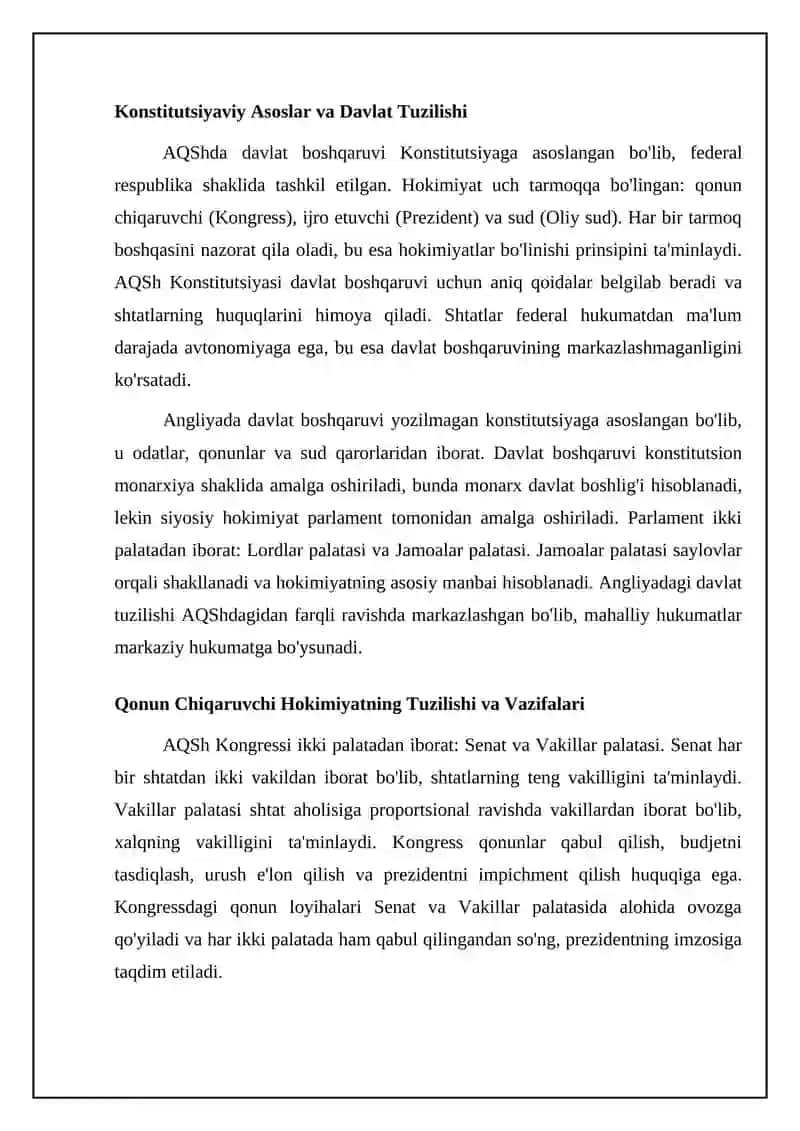 G'arb mamlakatlarida davlat boshqaruvi tizimining qiyosiy tahlili: Asosiy jihatlar 4