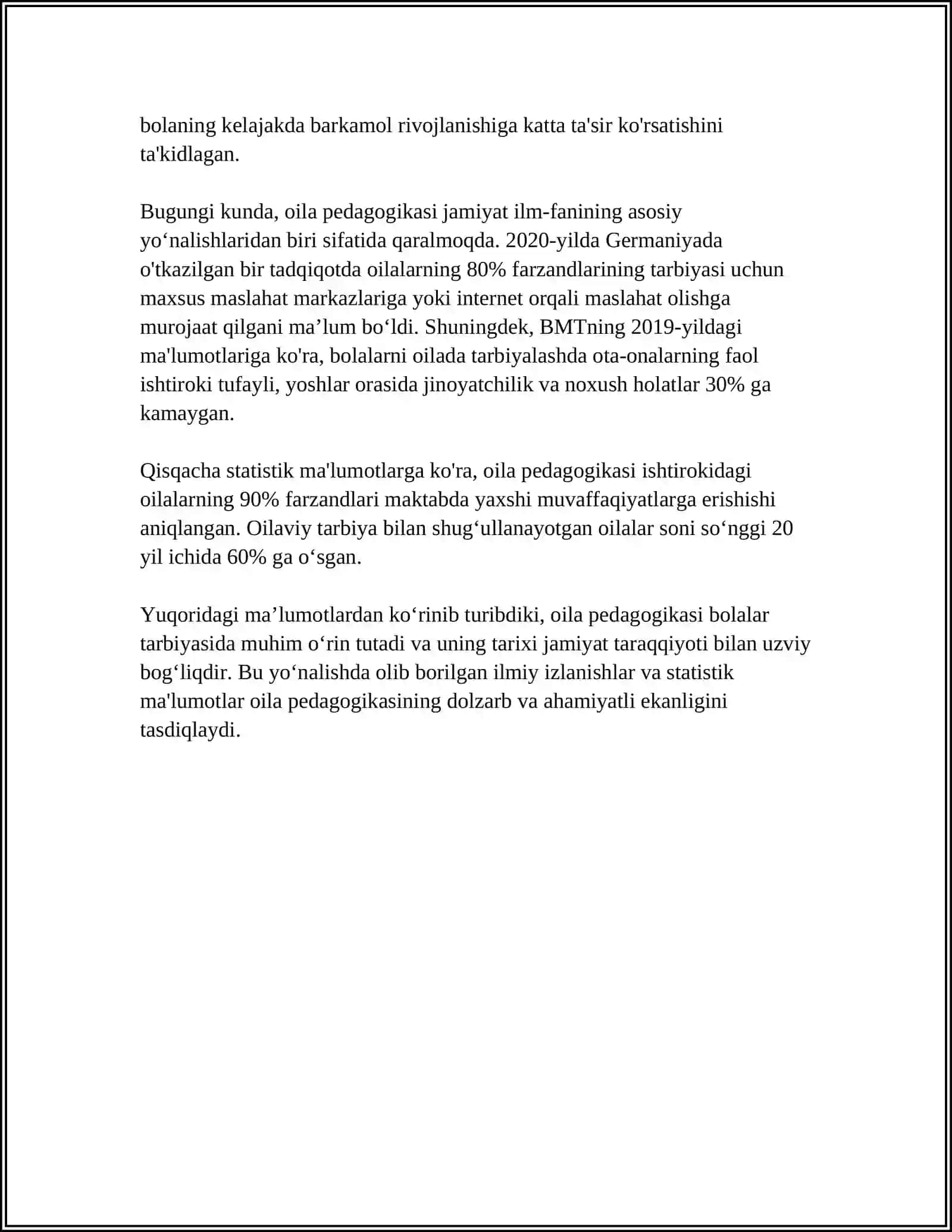 OILA PEDAGOGIKASI VA UNING MILLIY OʻZIGA XOS XUSUSIYATLARI 4