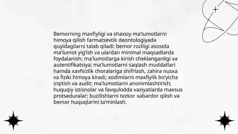 Farmatsevtik deantologiyaning umumiy talablari 4