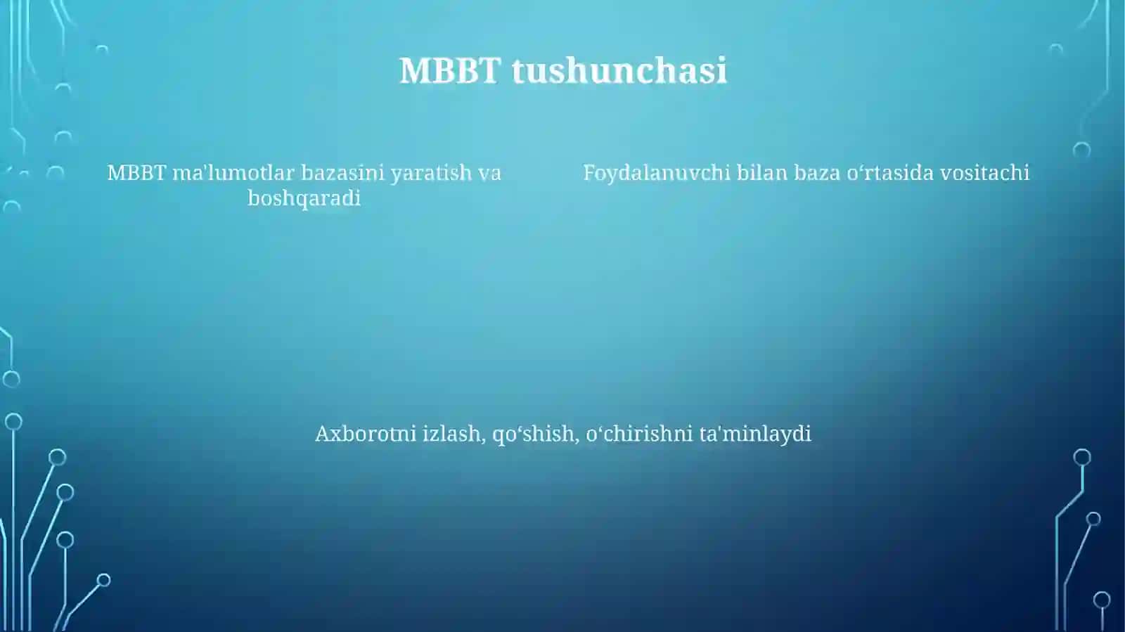 Ma'lumotlar bazasini boshqarish tizimlari, ularning maqsadi tarkibi va funksiyasi 4