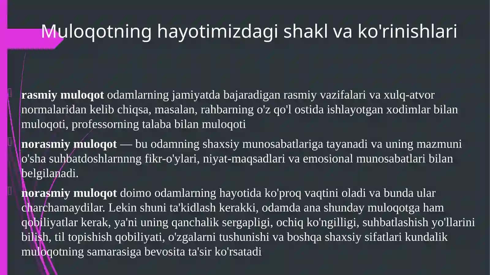 SHAXSLARARO MUNOSABATLARNING TURLARI 4