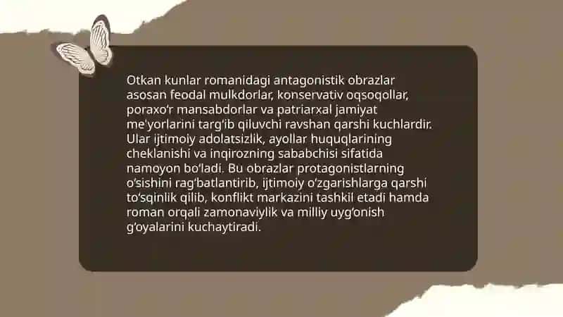 Abdulla Qodiriyning Otkan kunlar Romanida obrazlar tahlili 4