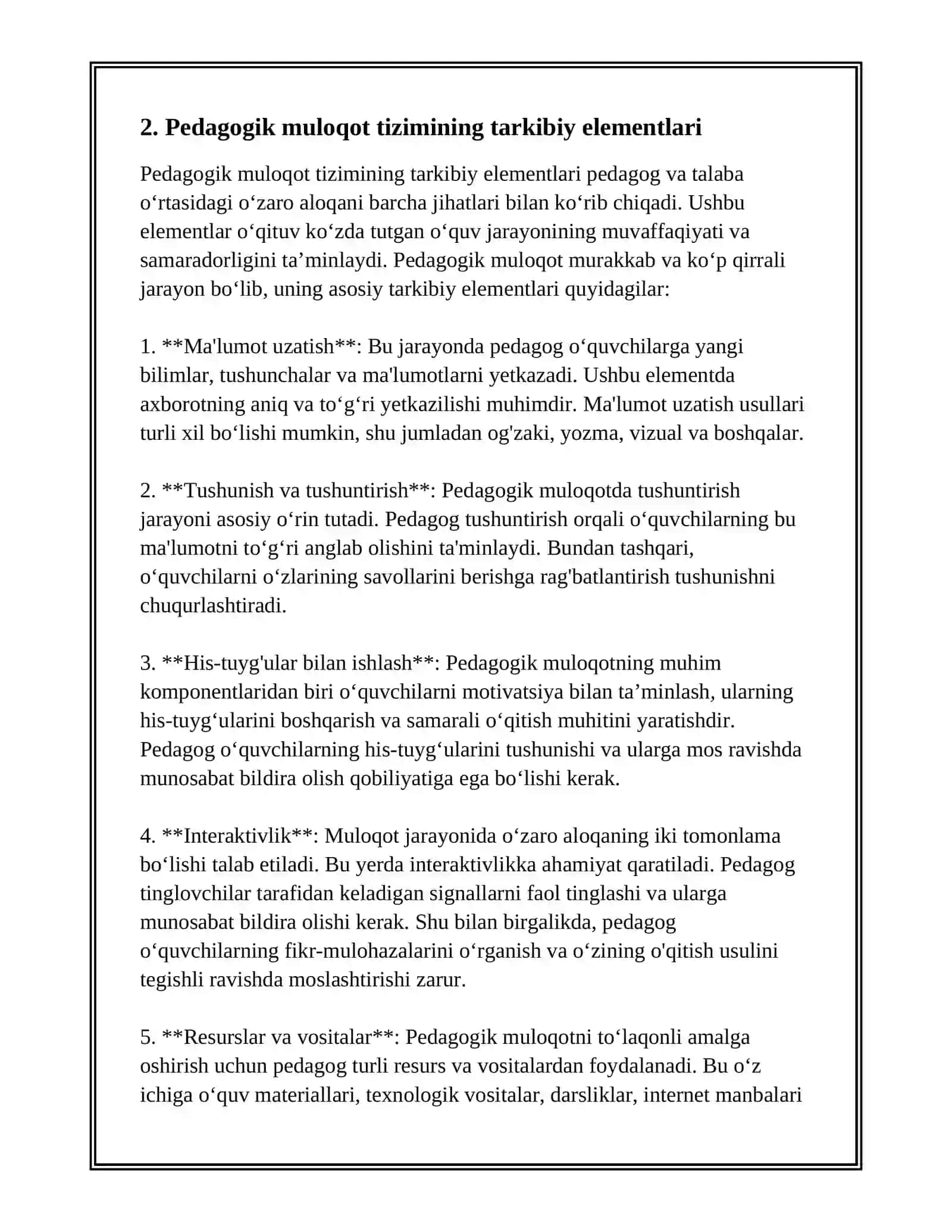 PEDOGOGIK MULOQOT TIZIMI VA UNI TASHKIL ETISH TEXNOLGIYASI 4