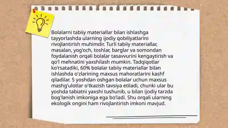 Tabiiy materiallar bilan ishlash darslarini tashkil etish metodikasi 4
