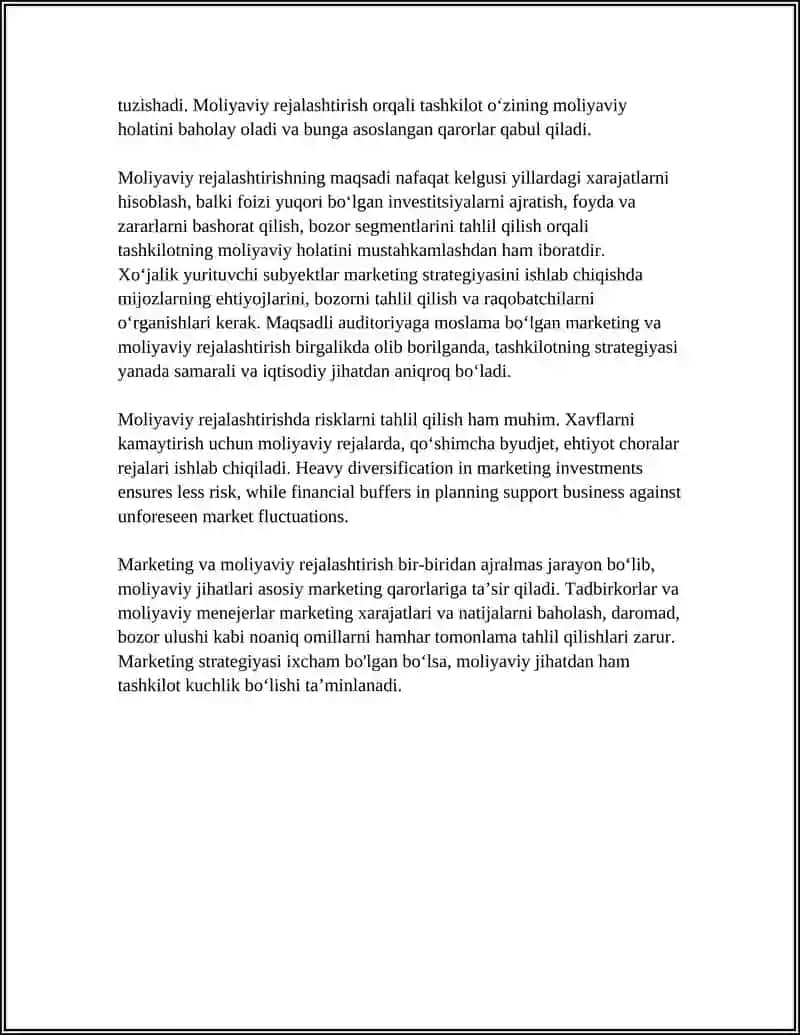 XOʻJALIK YURITUVCHI SUBYEKTLAR MARKETING STRATEGIYASINING MOLIYAVIY JIHATLARI 4