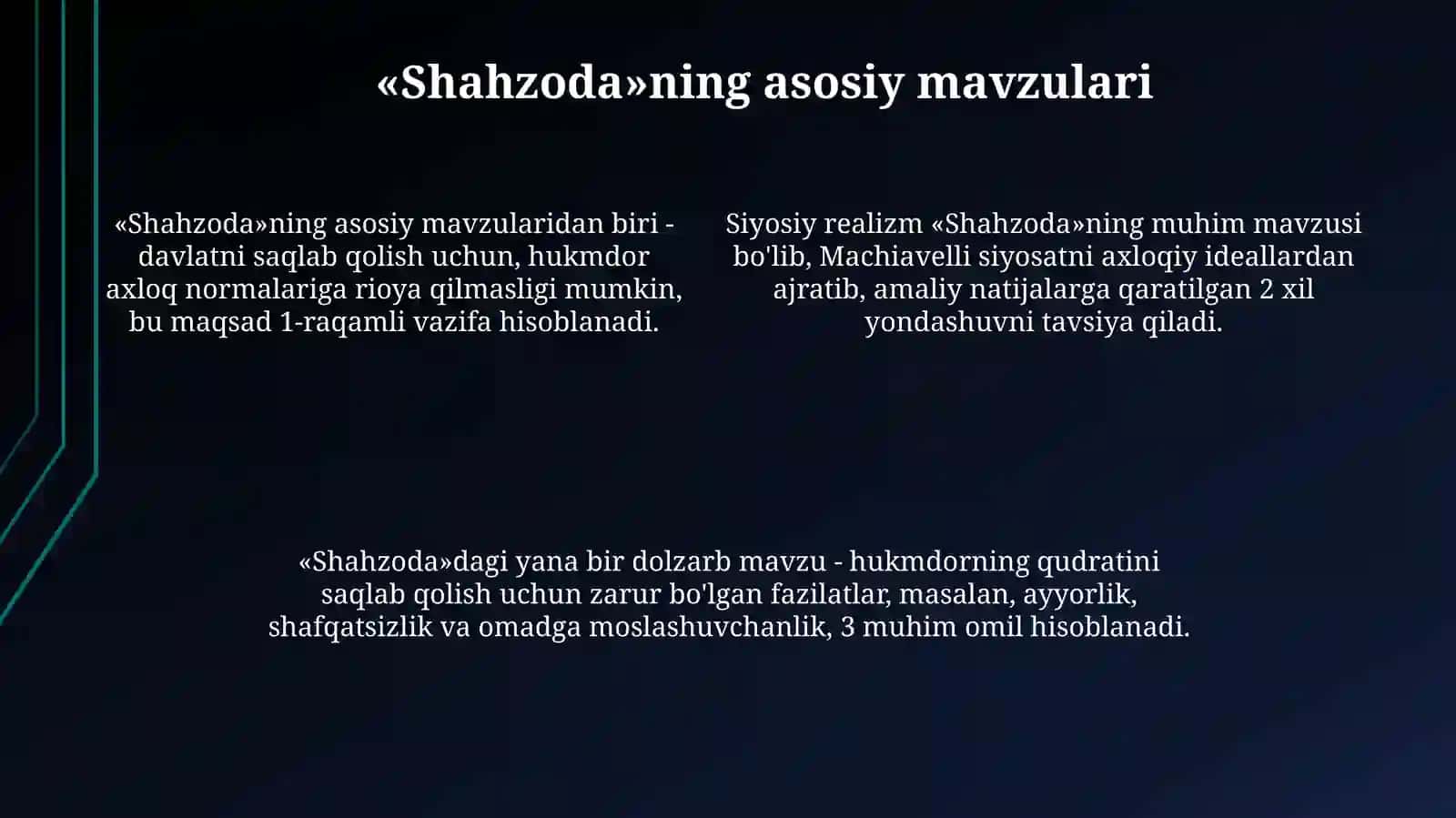 Makiavellining “Xukmdor” asari bo`yicha taqdimot tayyorlash 4