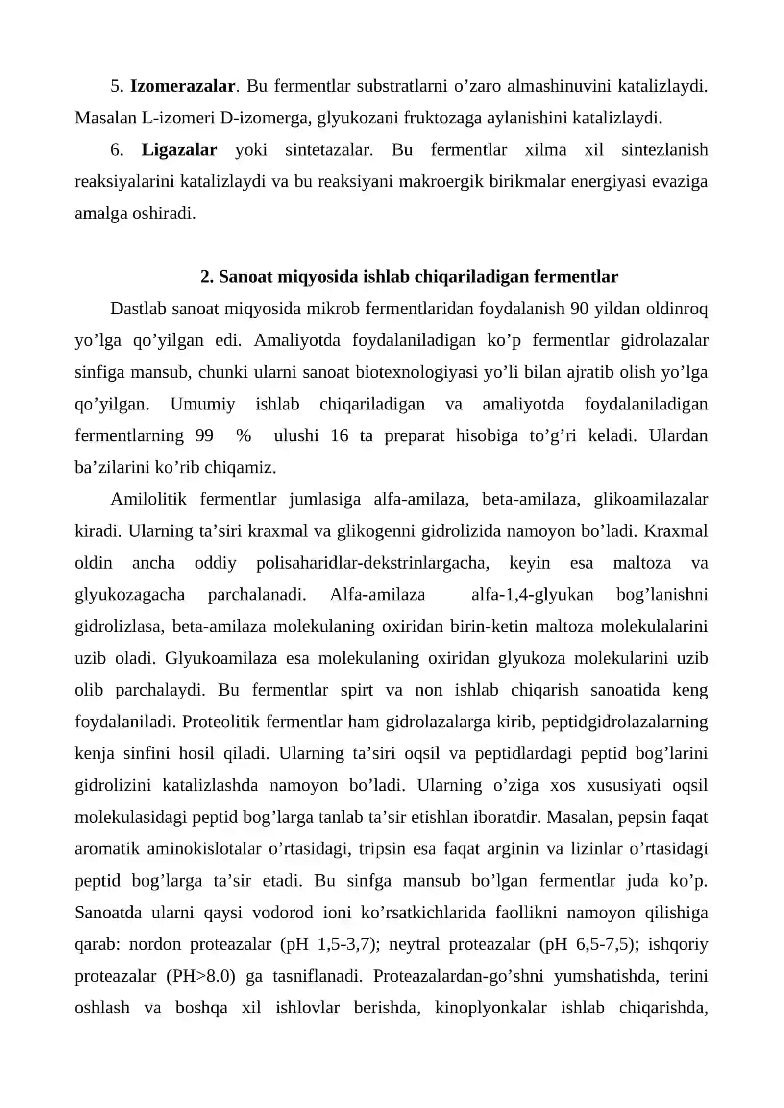 Fermentlarni mikrobiologik sintez yo’li bilan ajratib olish 4