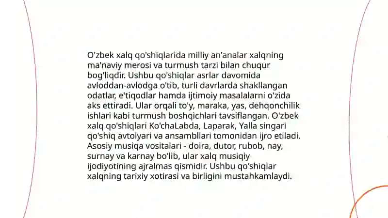 O'zbek xalq qo'shiqlarining o'rganilishi 4