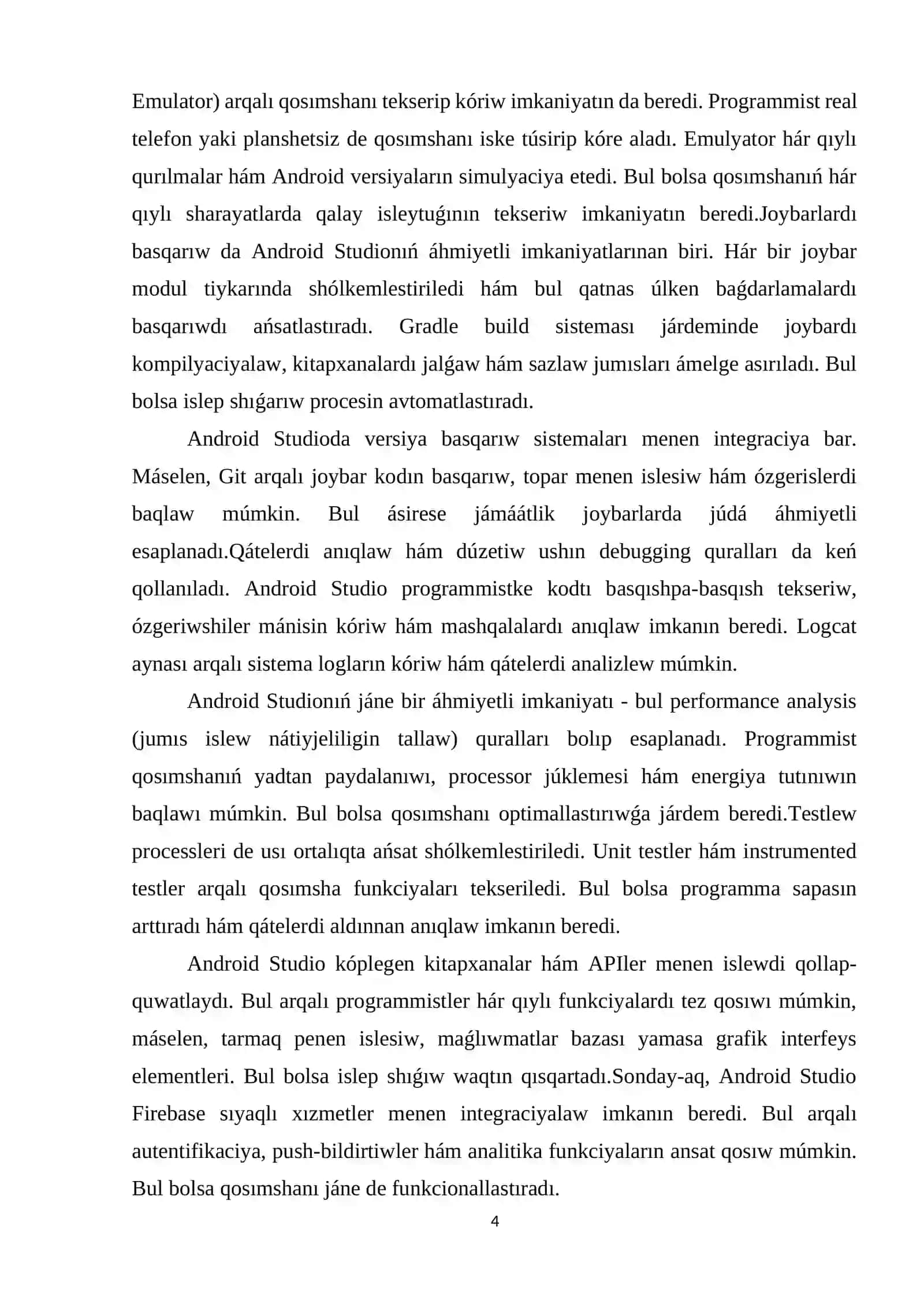 Android Studio hám Programmalaw ortalıģı 4