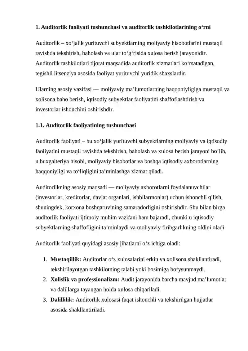 Auditorlik Tashkilotlarining Huquqlari, Majburiyatlari va Javobgarliklari 4