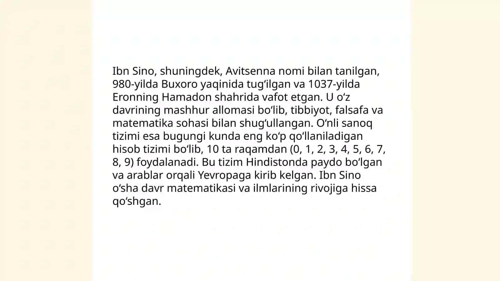 Abu Ali ibn Sinoning matematikaga qoʻshgan hissasi 4