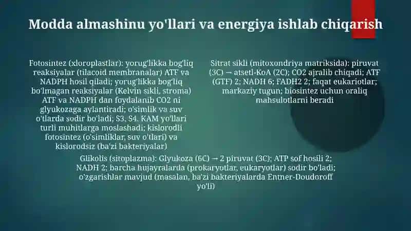 Tirik hujayralarning qiyosiy tahlili 4