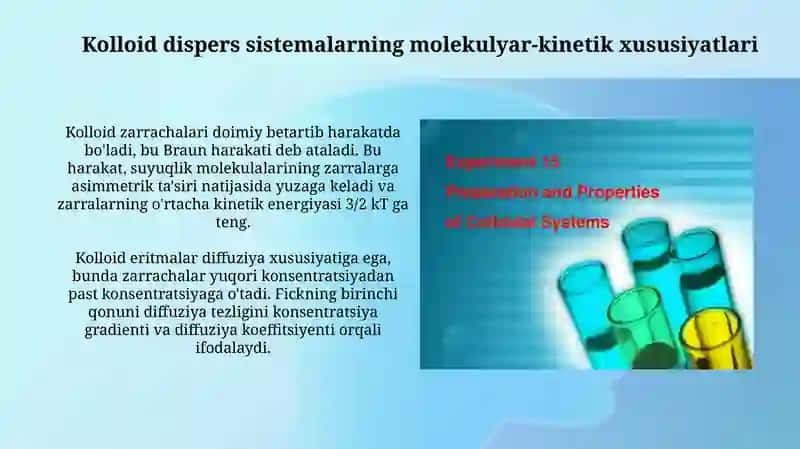 Dispers sistemalar. Kolloid dispers sistemalarning molekulyar-kinetik xossalari 4