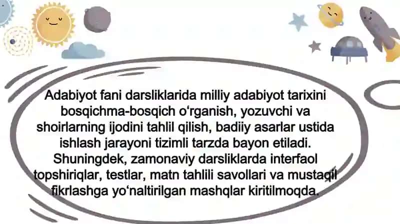 Oʻzbek adabiyotidan darslik va oʻquv qoʻllanmalarining boblari va mavzularini oʻrganish 4