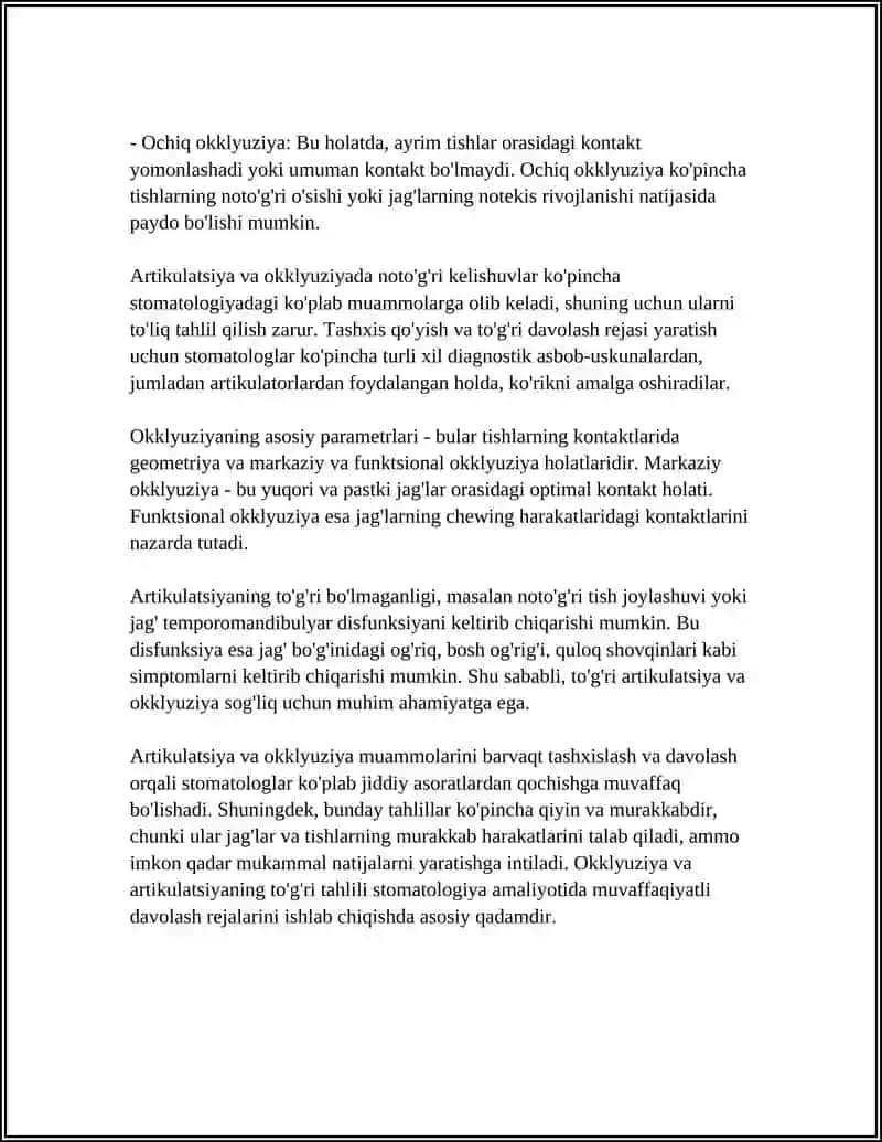 ARTIKULATSIYA, OKKLYUZIYA TURLARI 4