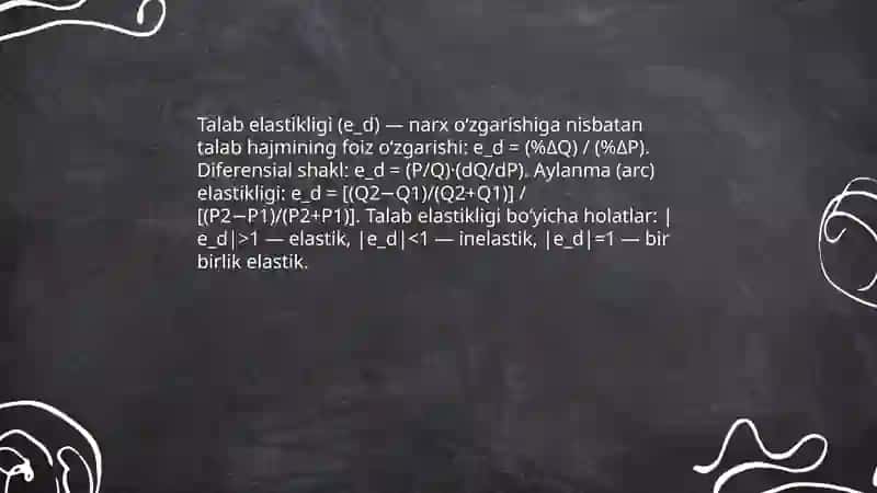 Talab va taklif elastikligiga koʼra soliq yukini hisoblash. 4