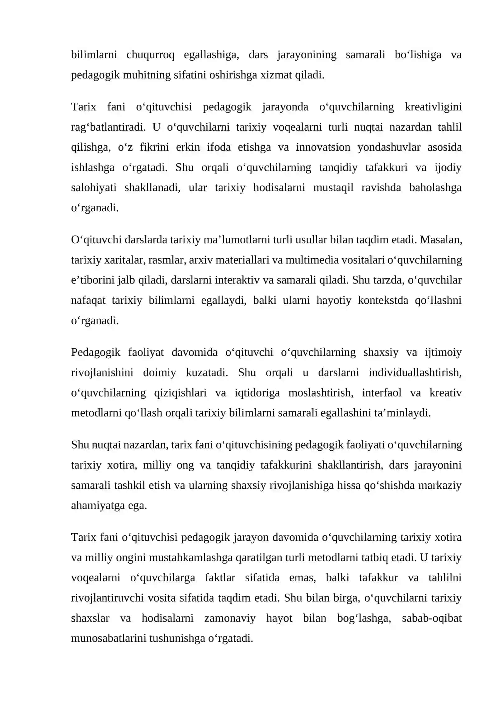 Yoshlar orasida tarixiy xotira va milliy ongni shakllantirishda tarix o‘qituvchisining roli 4