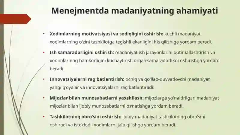 Taqqosama menejmentda madaniyat 4