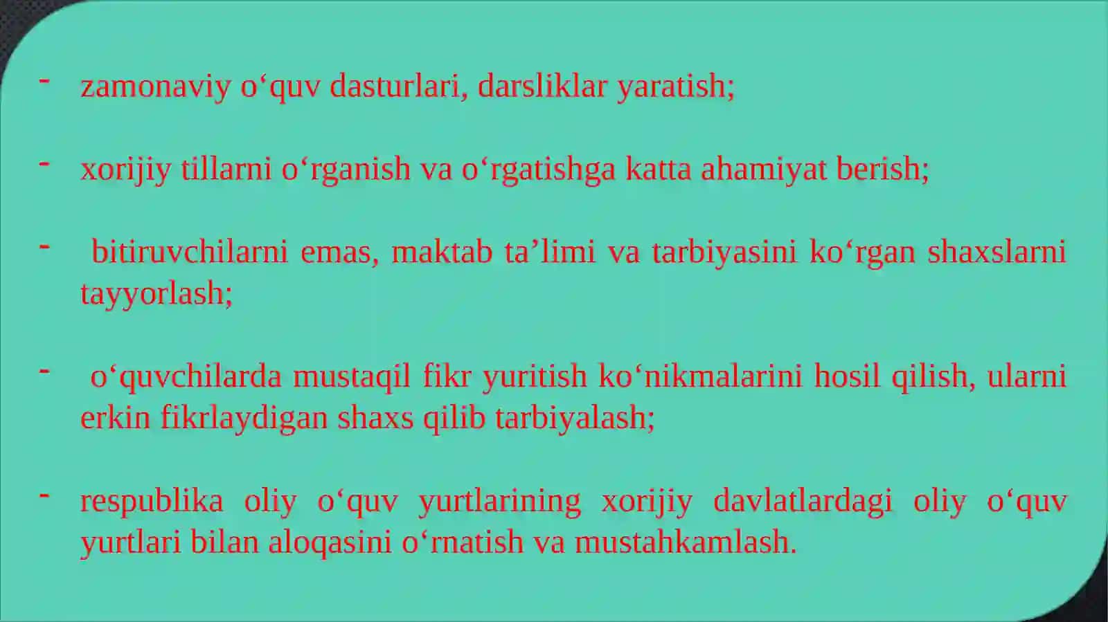 O‘zbekiston Respublikasi data’lim sohasida amalga oshirilgan islohotlar 4